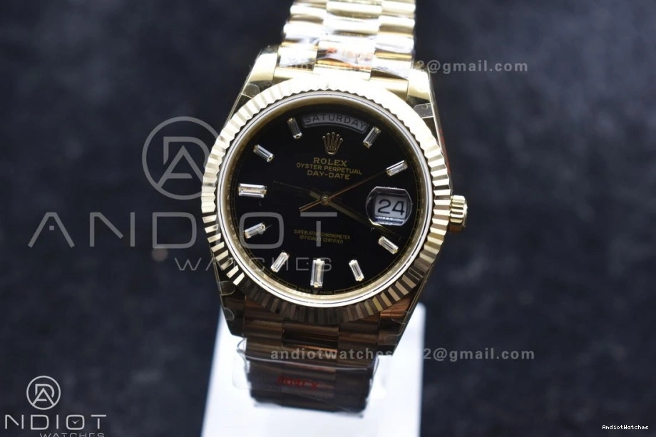 A2836 DayDate Tungsten Bracelet GMF Original 701 V RG President On Steel 904L Black Markers Weighted 40 with Dial Crystal 1220